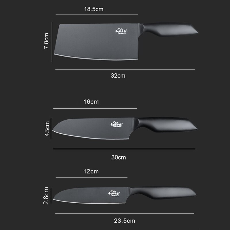 Non-stick kökskniv set 4 cr 14 mov rostfritt stål kök kock knivar set nakiri santoku skalkniv 3 st set matlagningsverktyg