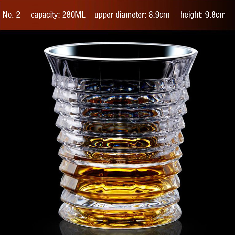 Transparent Whiskey Crystal Wine Glass Lead-free Heat Resistant Beer Brandy Vodka Containers Multi Pattern Drinkware Bar Bottle: B