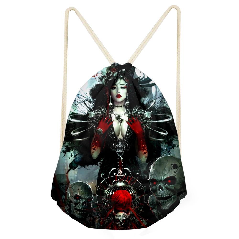 Gothic Dark Art Koord Tassen Voor Vrouwen Meisjes Trekkoord Rugzak Rugzak Black Travel Opslag Pouch Mochila Bundel Zak: CDGX878Z3