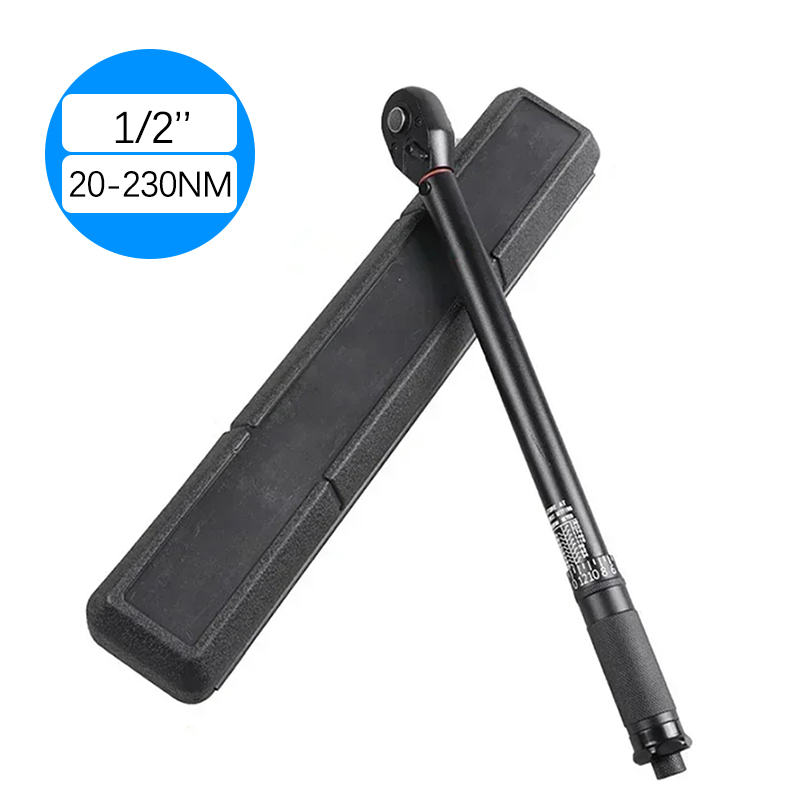 Llave dinamométrica de 3-230N.m, tubo redondo, alta precisión, ajustable, 1/2 '', 3/8'', 1/4'', llave dinamométrica, herramientas manuales automotrices para bicicleta y coche: Plata