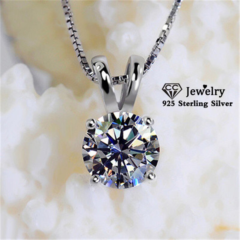 CC Necklaces Pendants Women Cubic Zirconia Round Stone Bridal Wedding Necklace Classic Fine Jewelry Colar CCN002