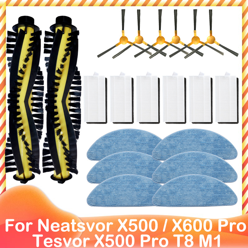 For Neatsvor X520 X500 Tesvor X500 Pro T8 M1 Ikhos Create NetBot S15 S14 Hepa Filter Mop Cloth Main Side Brush: Dark Khaki