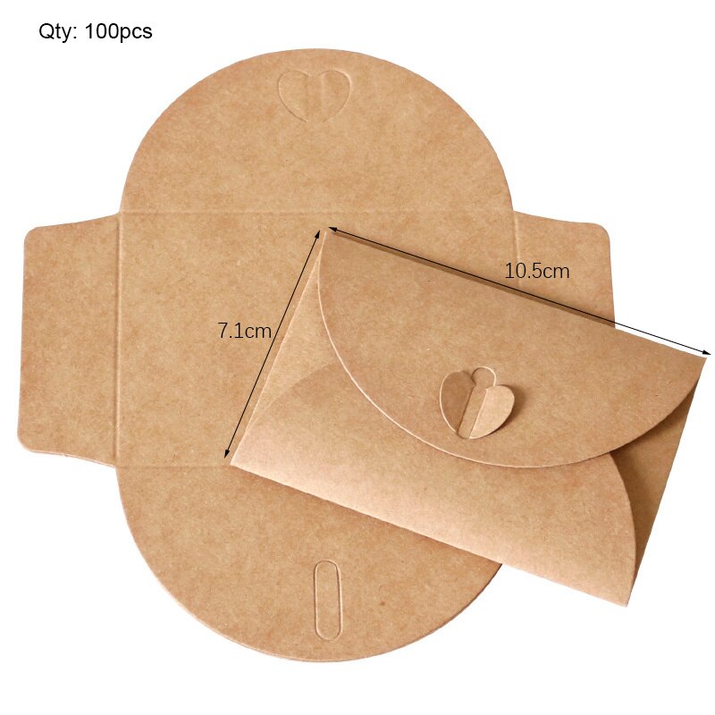 100Pcs 7.1*10.5Cm Hart Vorm Pearlized Kraftpapier Enveloppen Party Papieren Zak Of Wenskaart Party uitnodiging Kaart Ambachten: 100pcs