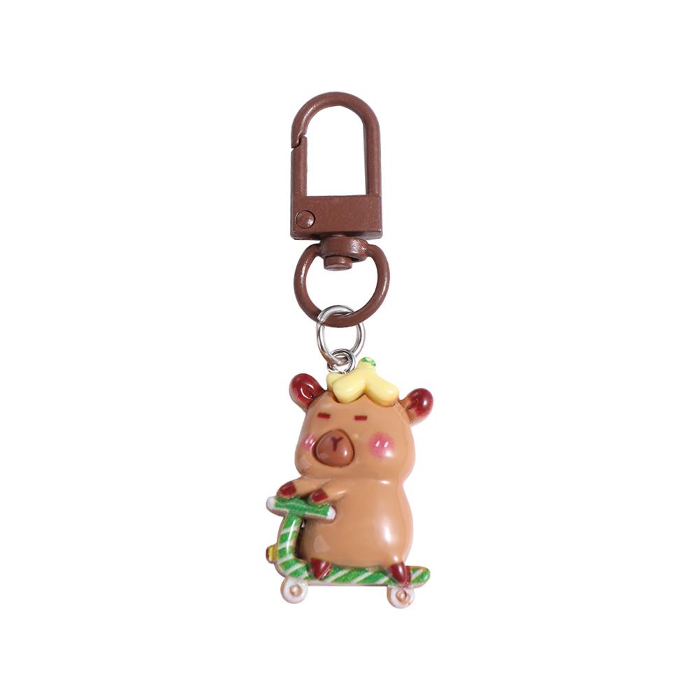 Mental capybara nøkkelring søt pvc skilpadde dyr anheng vanntett myk selvklebende tegneserie nøkkelring jenter: Mørk grå