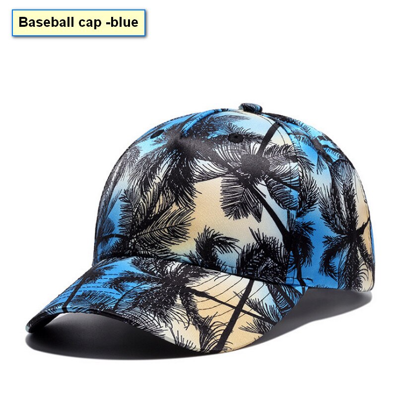 Casquette de plage à rabat en noix de coco pour hommes, pour en bord de mer, impression 3D, casquettes Hip Hop, Street Dancer, chapeau de danse: Baseball cap-Blue