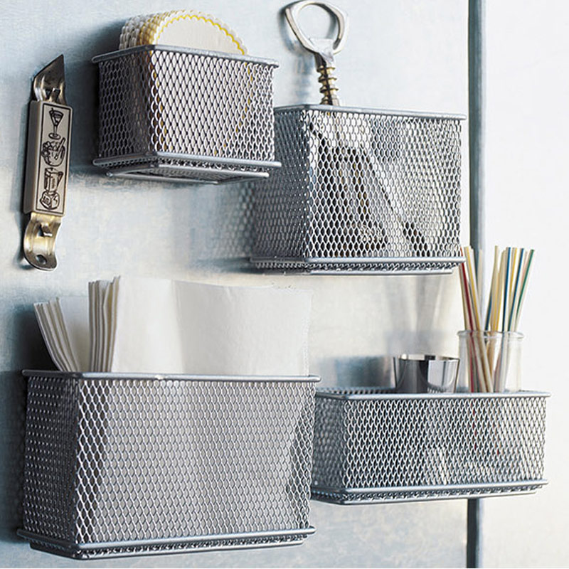 Metal Wire Mesh Magnetic Storage Basket Tray Desk Caddy Storage Organizer UD88