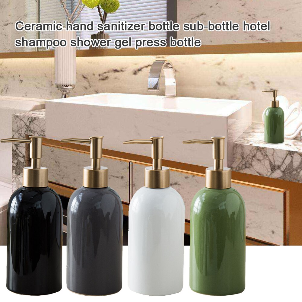 420ml flydende sæbe shampoo lotion shower gel keramisk tom pumpe flaske beholder dåser til opbevaring glasflaske krukker til slim krukke