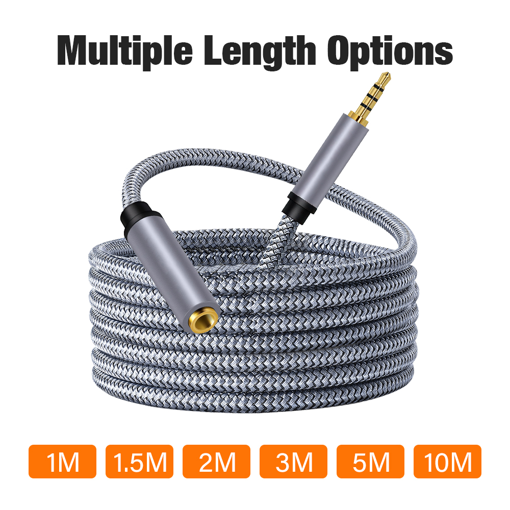 Audio de de 3,5mm macho a 3,5mm. Cable auxiliar de extensión de 4 polos hembra para PC, teléfonos inteligentes, micrófonos, auriculares y altavoz