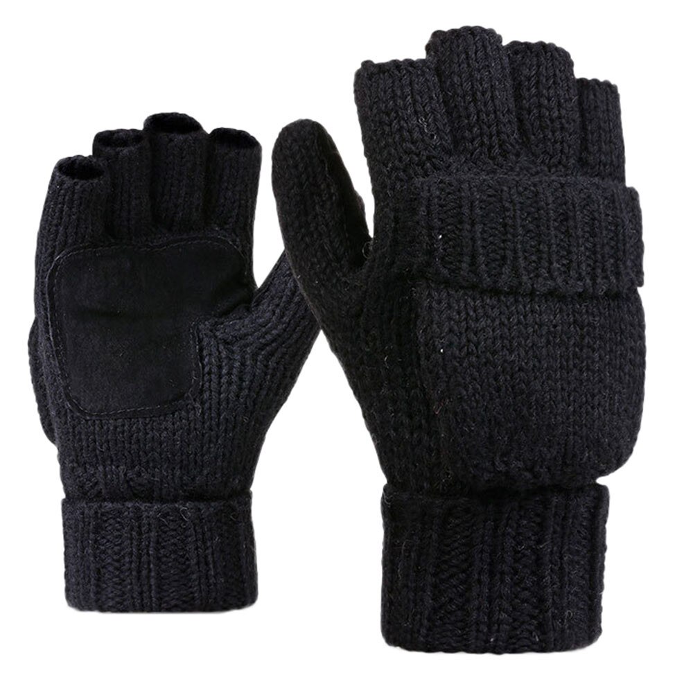 unisex Männer Frauen Winter Handschuhe Fahrrad Ich bin Freien Wolle Halb-Klingelton Über kippen Abdeckung Warme Handschuhe guantes invierno luvas de inverno: Schwarz