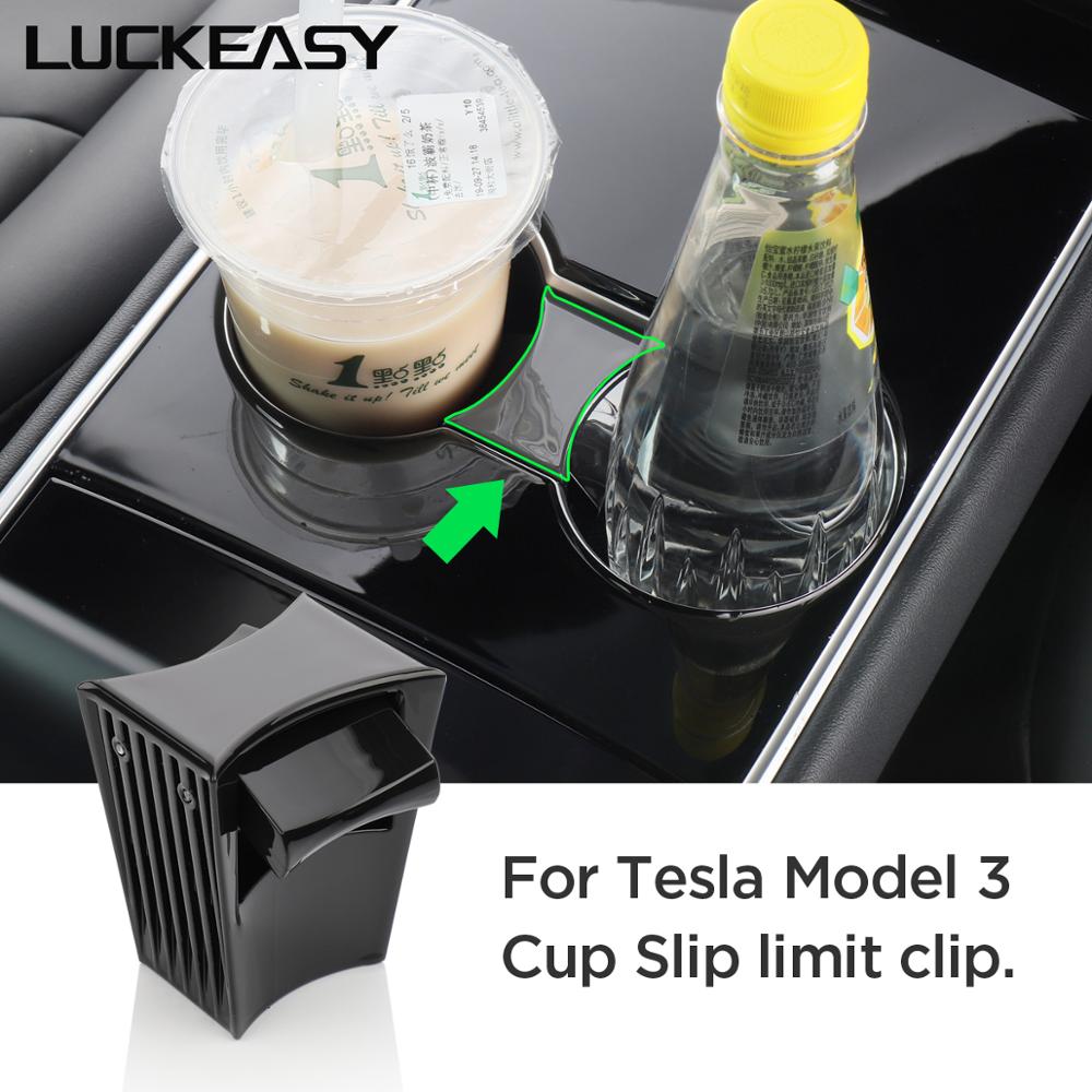 Luckeasy car vattenkopp kortslip begränsning klämma för tesla modell 3 och tesla modell y abs bil mugghållare limiter