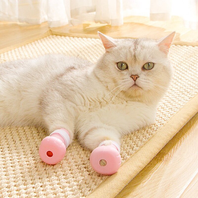Funda de baño antimordedura para zapatos de gato, Protector de patas para mascotas, antiarañazos, ajustable