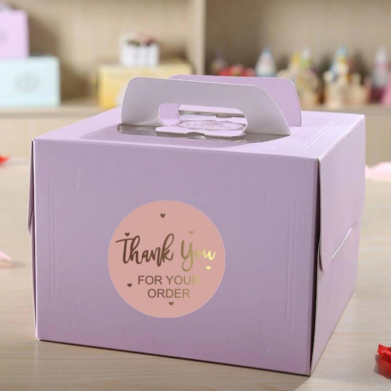 Pink Paper Label Stickers Gold Thank You Stickers Scrapbooking Handmade Business Packaging Seal Labels Stationery Sticker
