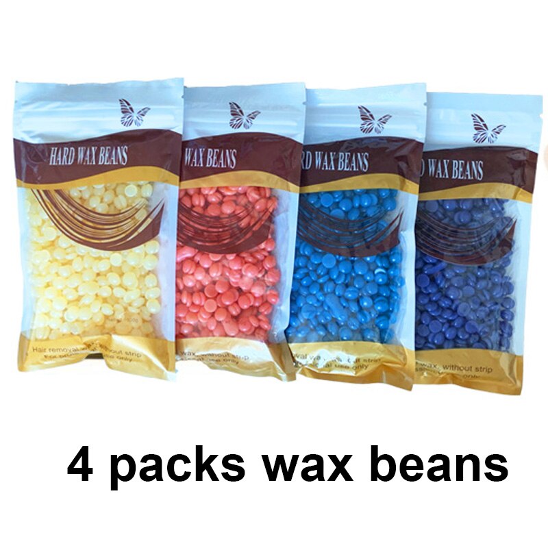 Wax Heater Epilator Hair Removal Tool Paraffin Warmer Heater Mini SPA Hand Epilator Feet Paraffin Wax Machine EU Pl: 4 packs wax beans