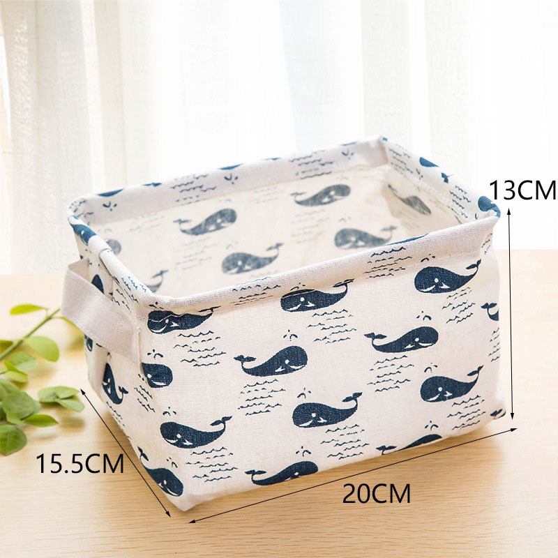 Linen Desktop Storage Basket Sundries Toy Storage Box Organizer Cosmetic Book Organizer Home Office Stationery Container Basket: 16
