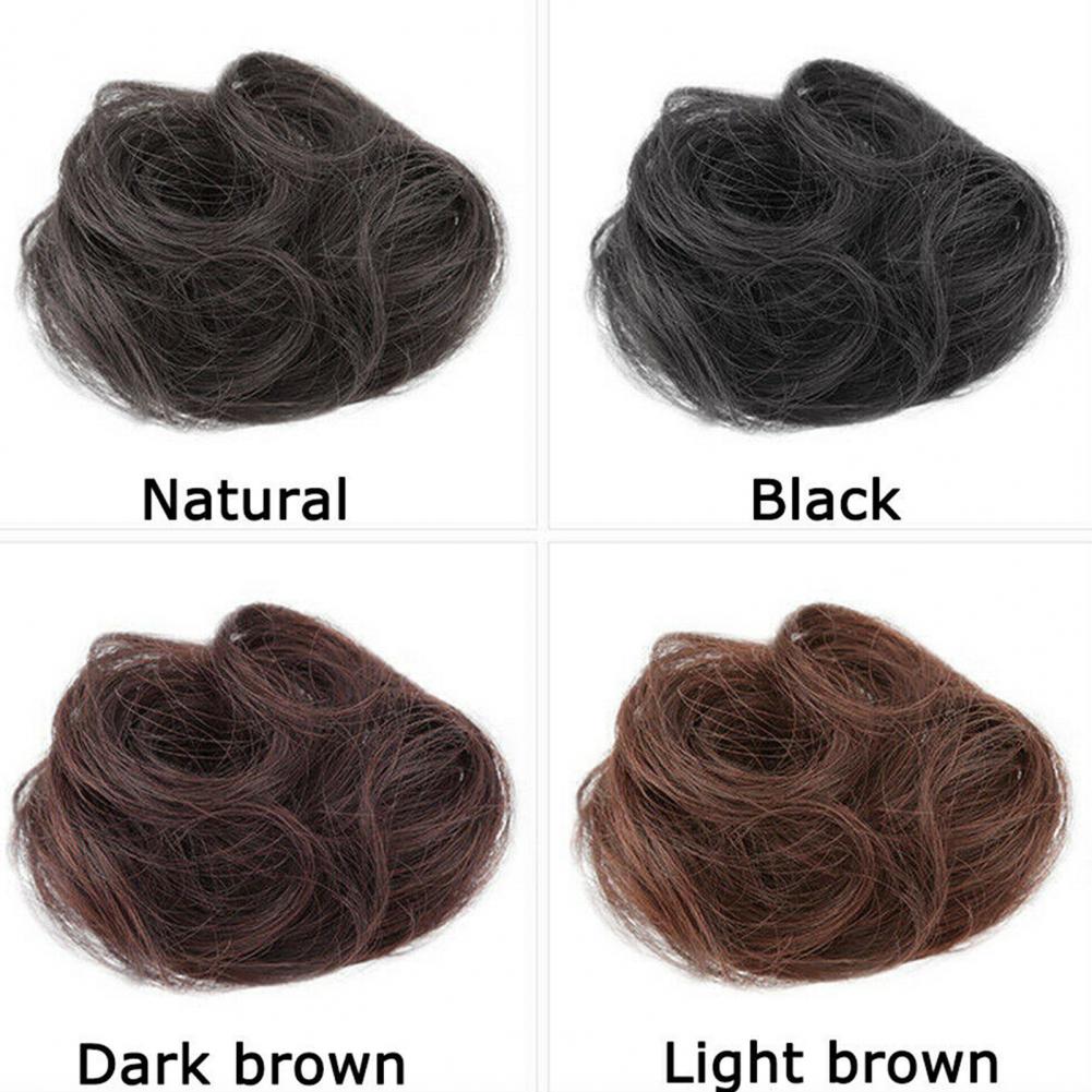 Girl's Donut Hair Bun synthetic Wrap On Messy Bun Mini Hair Bun Extension Curly Chignon Claw Clip Hairpiece Topknot Accessory