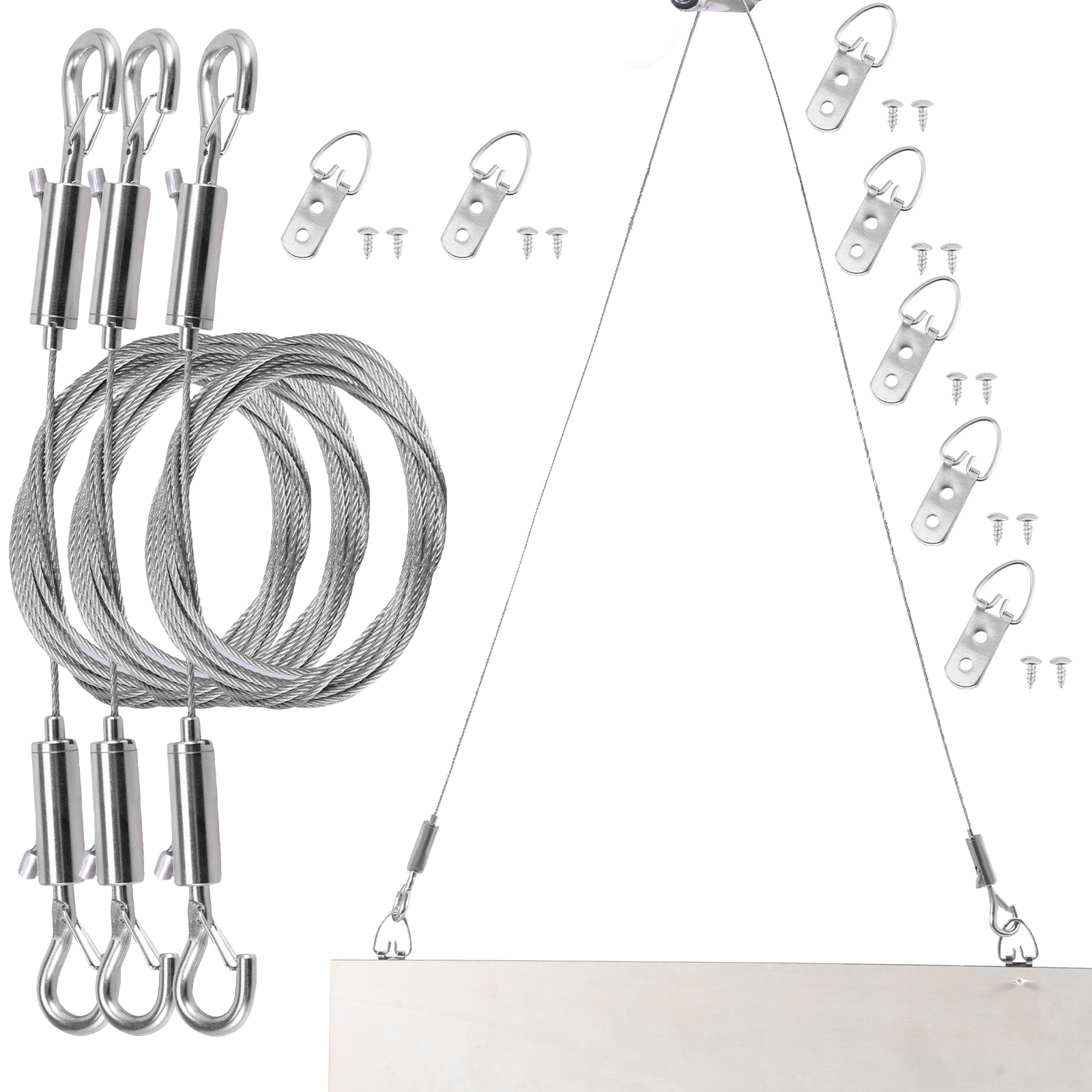 Hebilla de bloqueo de gancho ajustable, cuerda colgante, cuerda de alambre resistente, Kit de cables para colgar cuadros de hierro, accesorios de suspensión