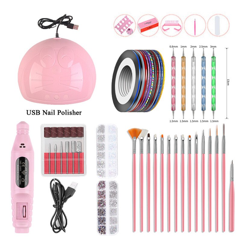 Juego de uñas maquina eléctrica de manicura pluma pedicura uñas Lima uñas herramientas taladro uñas equipos de máquina: Pink