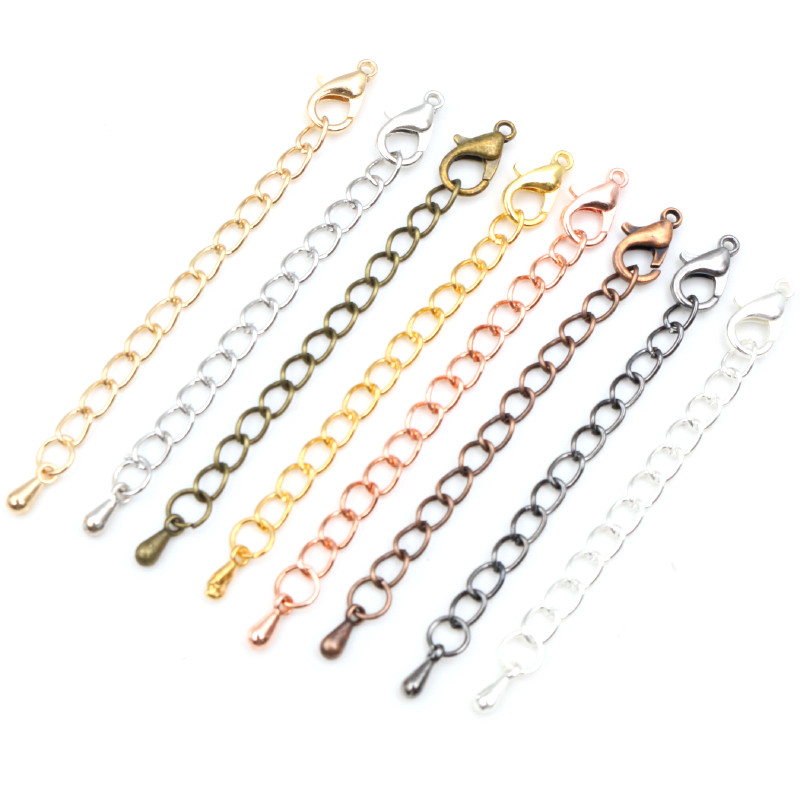 10Pcs 50 70Mm Gold Verzilverd Uitgebreide Uitbreiding Tail Chain Kreeft Sluitingen Connector Voor Diy Ketting Sieraden Maken bevindingen