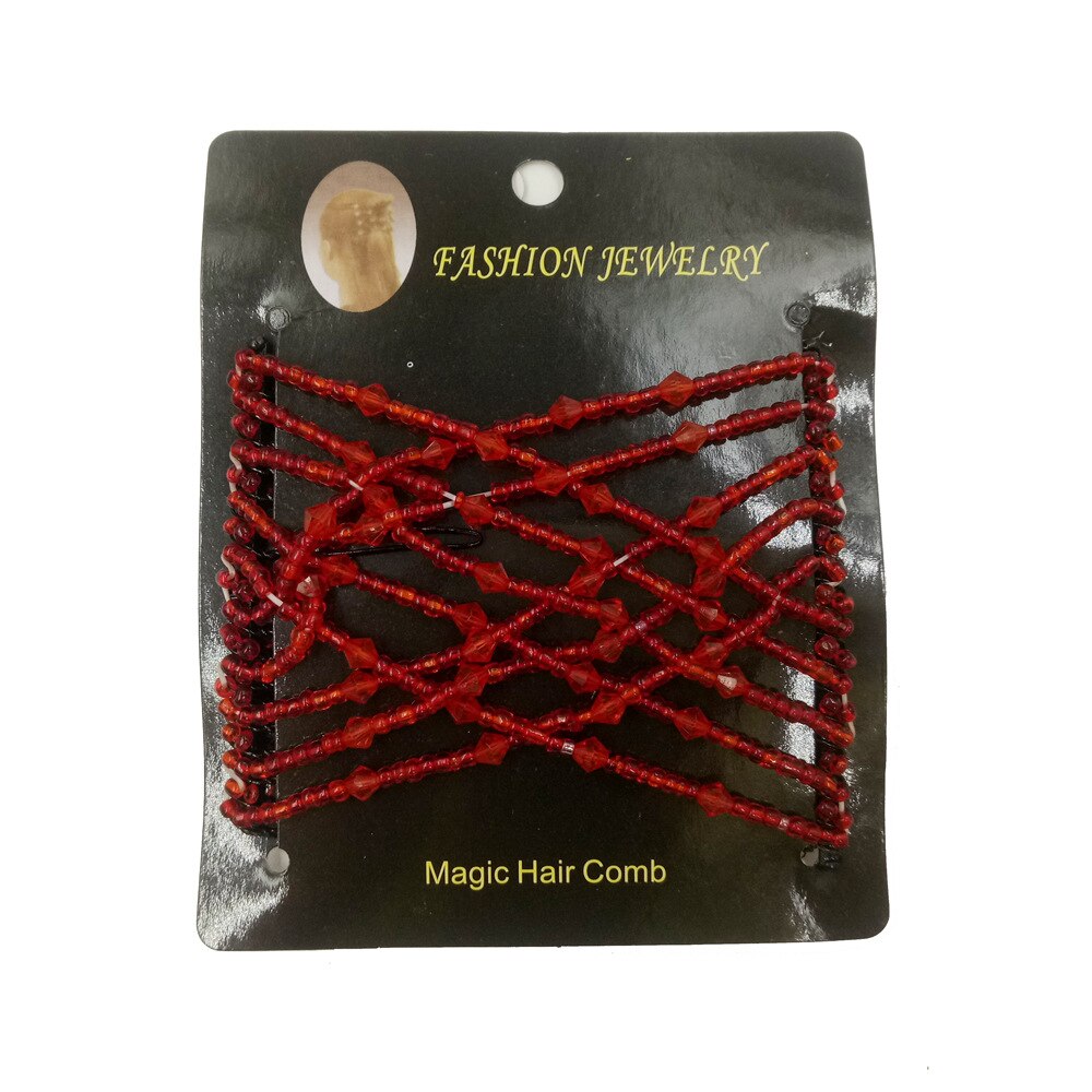 Vintage Elastic Hair Combs Double Slide Magic Bun DIY Hairstyle Making Tool Metal Beads Hairpins Women Hair Clip Accessories