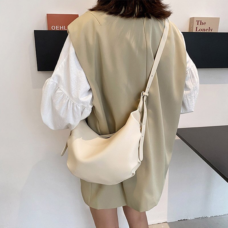 Luxus-handtasche aus pu-leder für damen, Käufer, einfarbig, großes fassungsvermöGen, schulterförmig, tellerförmig