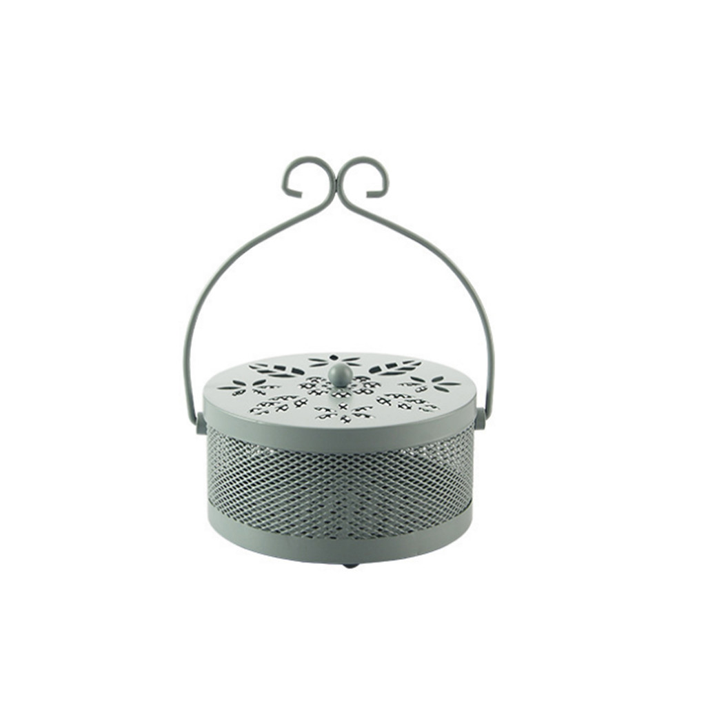 Zomer Smeedijzeren Brandwerende Mosquito Coil Mug Spoel Mosquito Schotel mosquito coil lade cover plaat opknoping mug stok: Gray 
