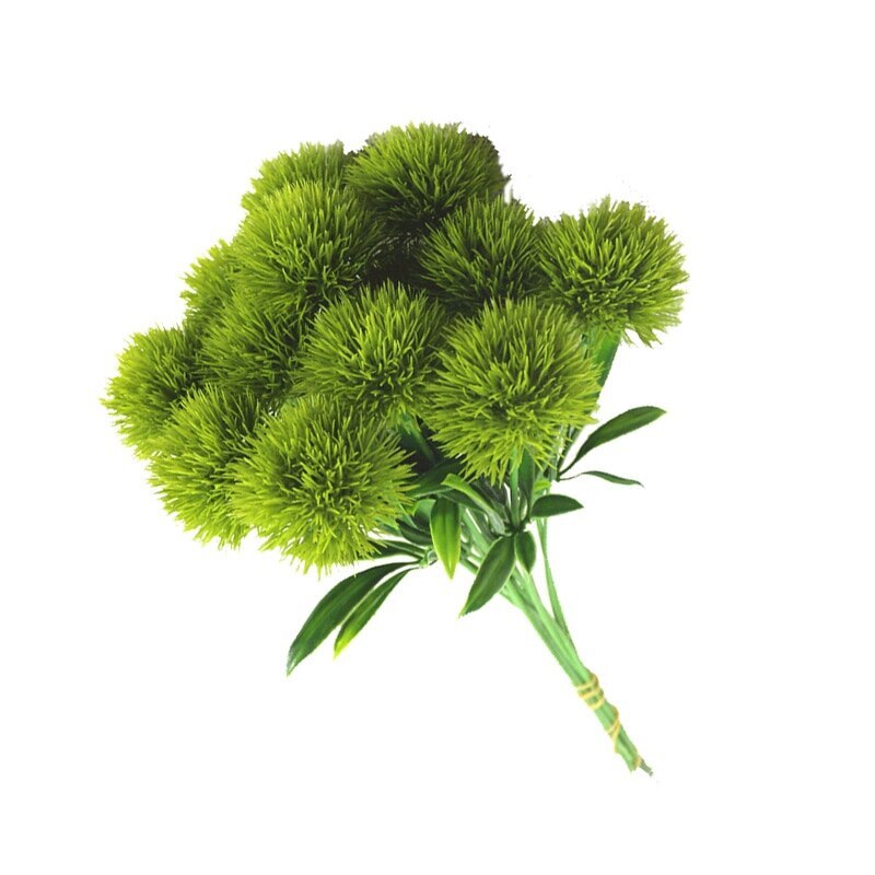 Flores artificiales de para boda, diente de león Artificial, ramo de flores para decoración del hogar, flores artificiales de seda: green