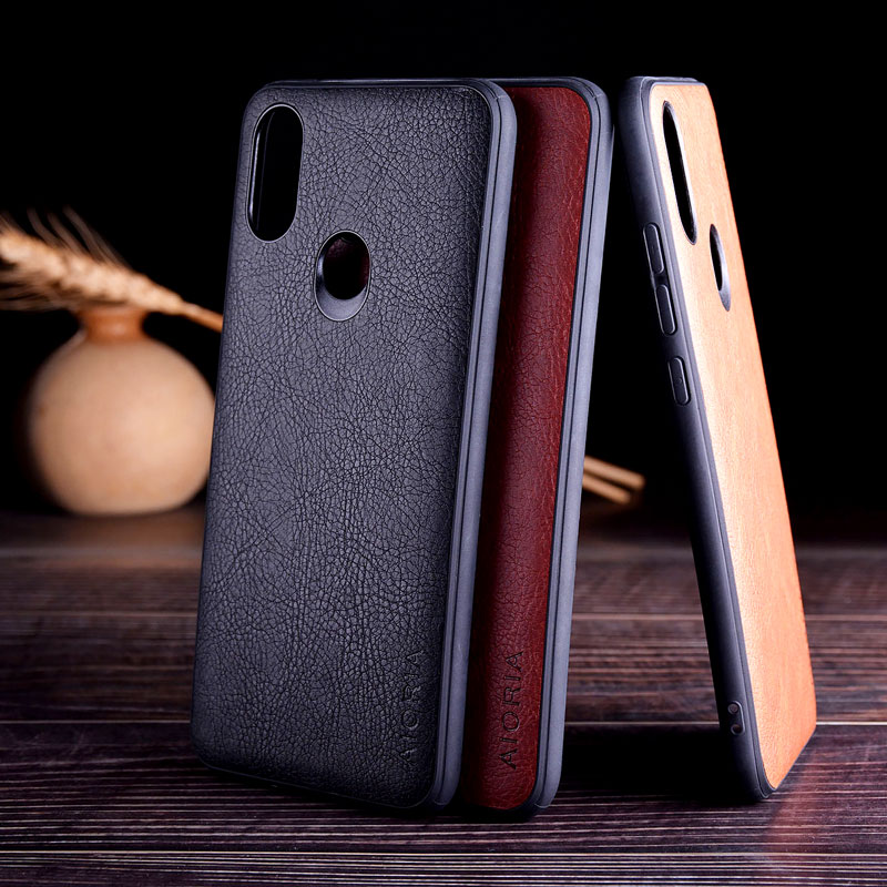 Case Voor Xiao Mi Mi A2 Lite Vintage Lederen Litchi Skin Soft Tpu Cove Met Siliconen Cover Coque Capa