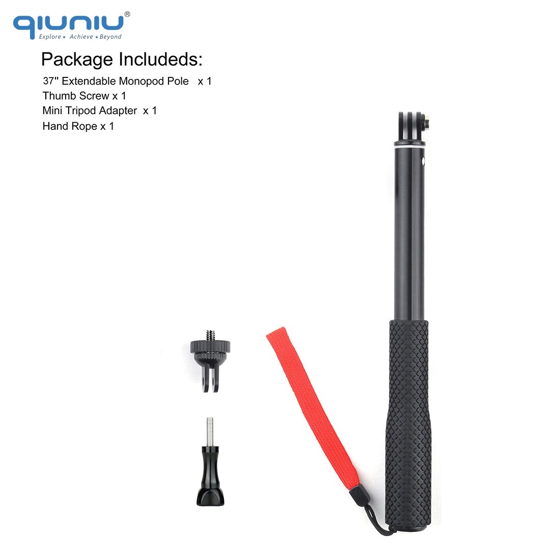 QIUNIU Erweiterbar Einbein Selfie Stock Handheld Pole mit Stativ Adapter Halterung für GoPro Held 8/7/6/ 5 für DJI Osmo Tasche Kamera: GP2046(37in)