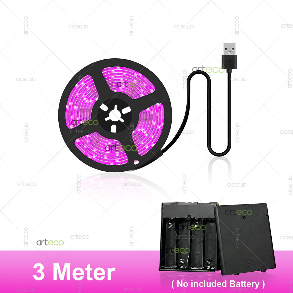 Luz Led USB para cultivo de plantas con caja de batería, tira de luces de cultivo de espectro completo de 5V, lámpara Phyto Led 2835 para plantas, invernadero hidropónico: Verde / 1.200 W