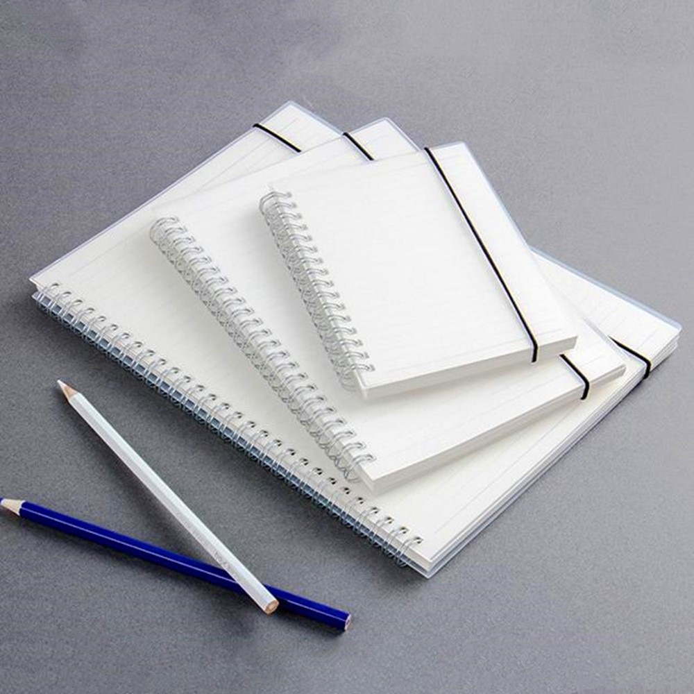 A5/a6/b5 klare pp frostet omslag notesbog prik gitter/firkantet/blanke/linjesider spole notesbog med bandage skolepapir