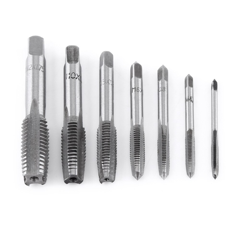 7Pcs/Lot Metric Thread Steel Tap Tapping Thread Tap Tool M3, M4, M5, M6, M8, M10, M12 Screw Taps Tool Set