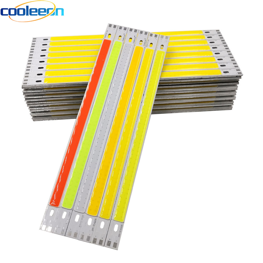 Cooleeon 200 x 10mm dc12v led cob lysstrimmel 20cm x 10w lamper blå grøn rød varm kølig hvid farve led bar lys 200mm x 12v cob pære