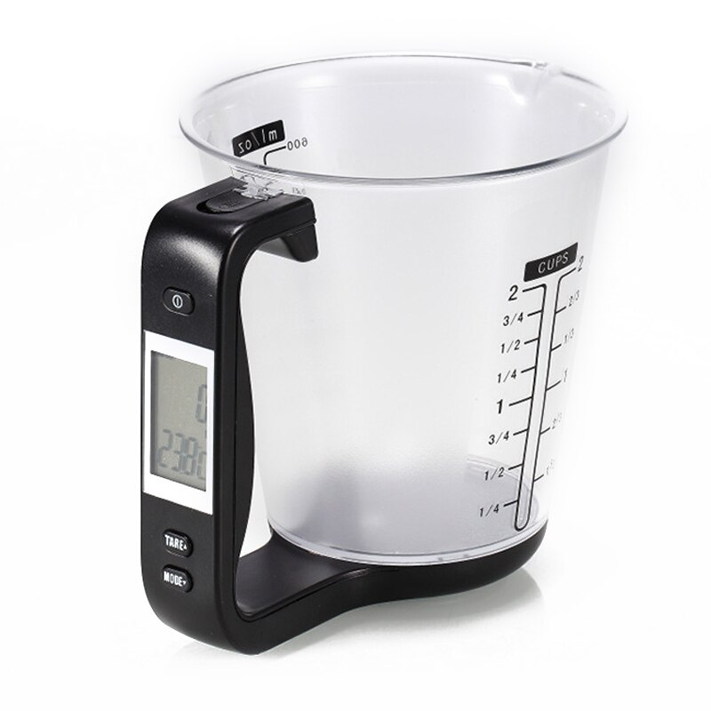 Practical Household Kitchen Electronic Scale Multifunctional Electronic Digital Measuring Cup DIY Baking Milk Powder Gauge Tools: Black