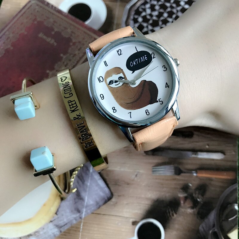 Härlig klocka klockor för damklockor för kvinnliga kvinnliga nummer ur djur armbandsur