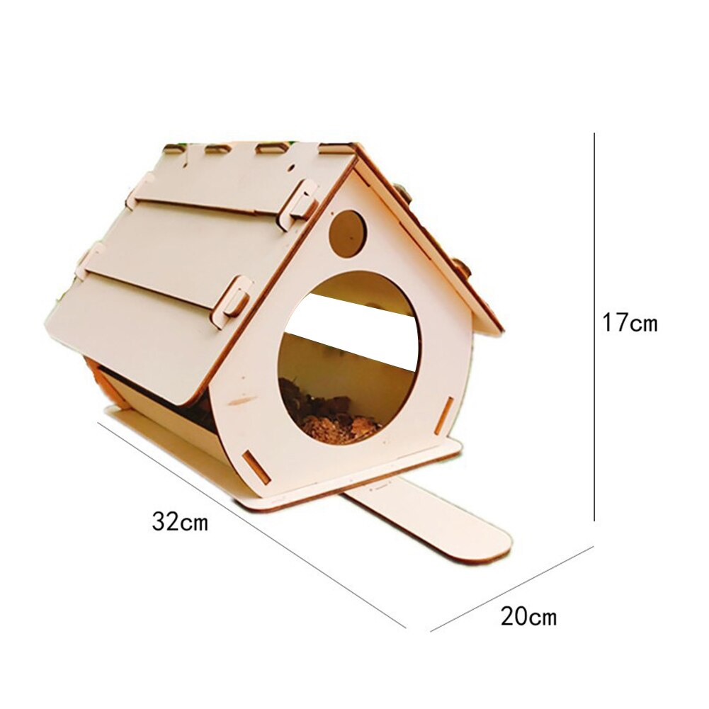 DIY Assembled Hanging Wooden Bird Feeder Garden Wooden Birdhouse Outdoor Bird Cage Feeder Pendant Bird House Food Water Feed: Default Title