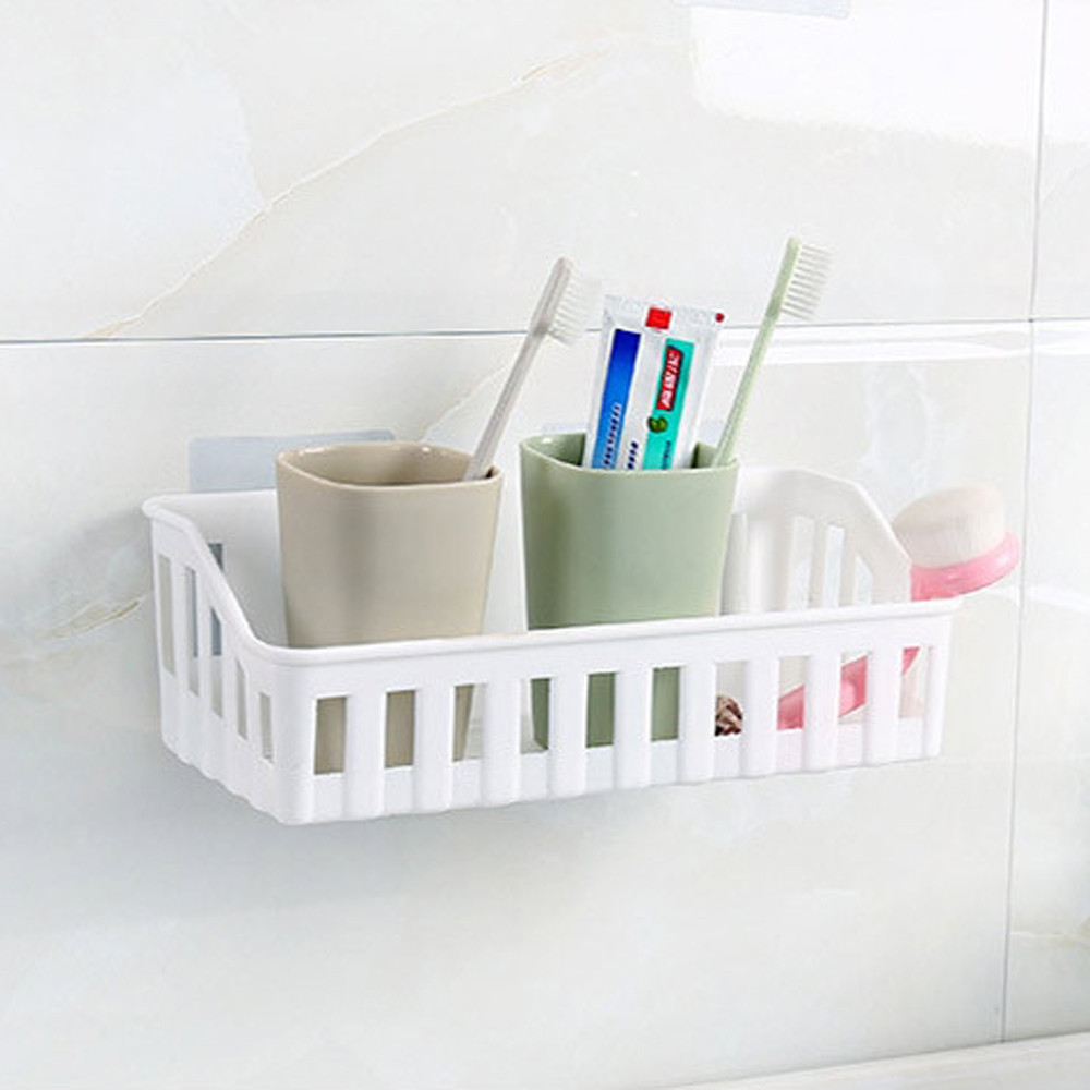Kitchen Bathroom Wall Storage Shelf Hanging Rack Corner Basket Holder Organizer Hanging Plastic Free Punch Box Storage Hanger