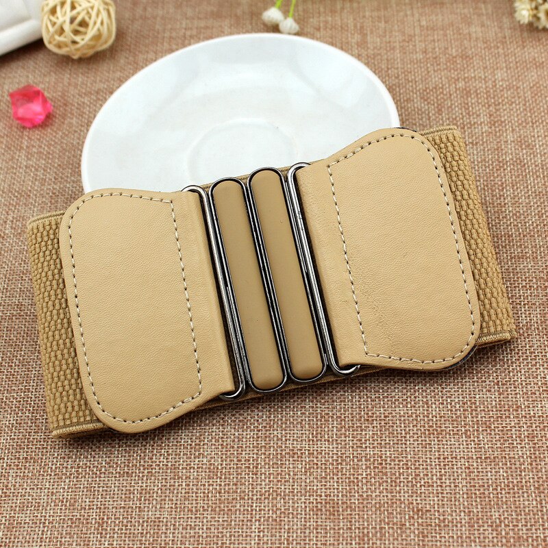 Women Belt Waist Belts Lady Solid Stretch Elastic Wide Belt Dress Adornment for Women Waistband 7.5cm Width 65cm Long