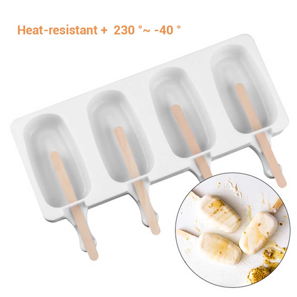 2Pcs Cavities Ice Cream Mold Makers Silicone Freezer Ice Cream Mold Ice Cube Moulds Juice Popsicle Molds Dessert Molds Tray