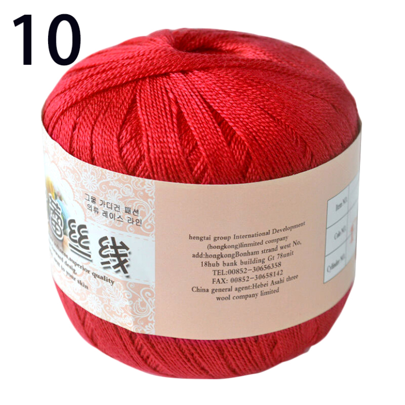 50 g/rollo de hilo de encaje de 0,8mm, hilo de algodón de ganchillo hecho a mano, línea DIY de lana fina para accesorios de costura tejidos de punto: Rojo