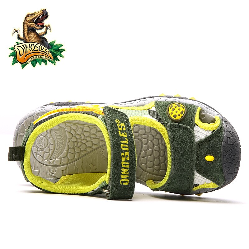 Dinoskulls sommarskor pojke lyser upp läder barn sandaler 3d dinosaurie barn strandskor led barn toddler sandaler