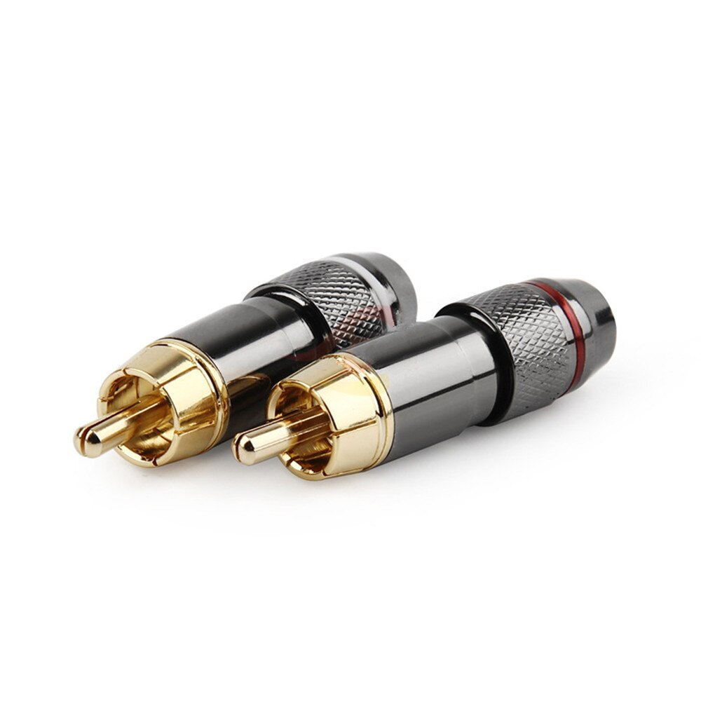 RCA Connector Gold-Plated Lotus Head Video Audio Cable Connector Supports 6MM Cable RCA Male Plug Adapter Solder AUX Cable Plug
