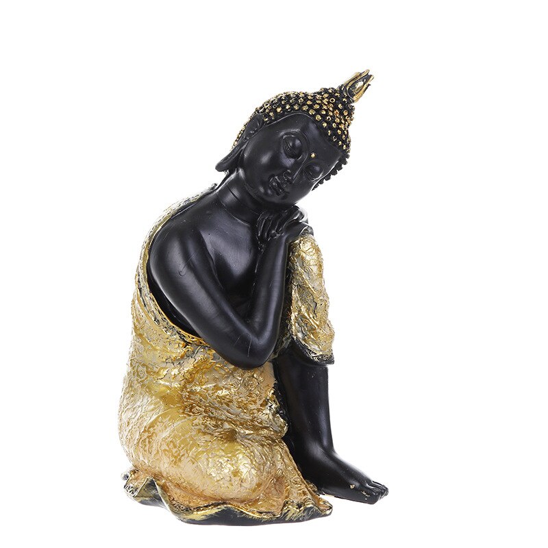 Vilead harts thailand buddha staty fengshui indien religiös buddhism skulptur hindu svart buddha statyetter heminredning