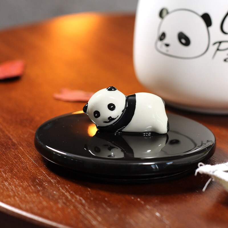 3d panda keramiske kaffekrus med lokk med skje bursdag tegneserie panda keramiske krus