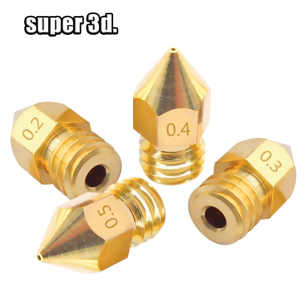 5 uds MK8 boquilla 1,75mm 3mm filamento 3D impresora extrusora boquilla para prosa i3 extrusor makerbot