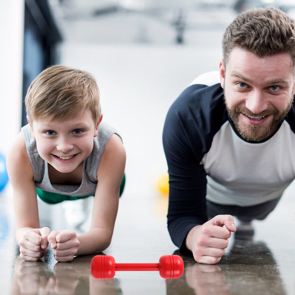 2 stuks houten halters, rode handgewichten, halterstangen, fitnessapparatuur voor kinderen