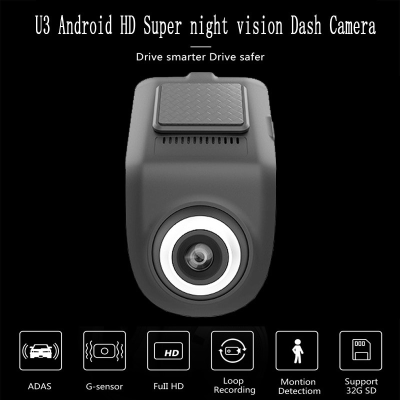 WHEXUNE-Mini caméra voiture U3 | original, caméra voiture HD, ADAS USB voiture DVR, enregistreur vidéo automatique, caméra de tableau de bord, pour système Android, lecteur de Navigation