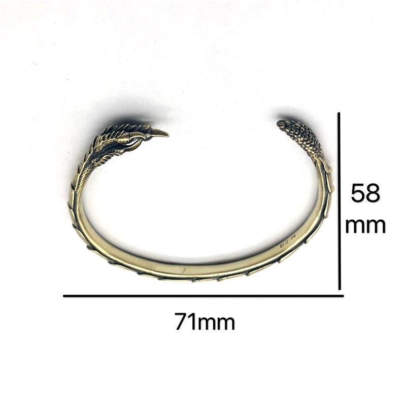 Eagle Claw Bangle Pure Brass Antique Craft Retro Copper Cuff Bracelet for Women Wristband Jewelry Trendy Men Bangles