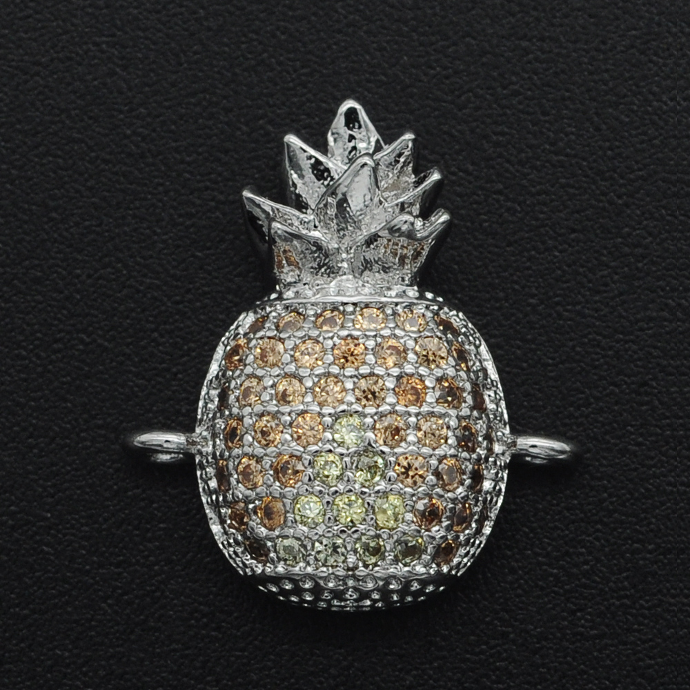 Diy Ananas CZ Charms Cactus Ketting Hanger Zirkoon Apple Connector Voor Sieraden Zonnebloem Maken