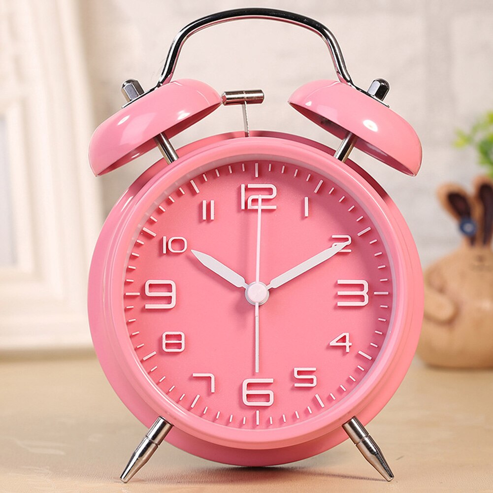 3D Classic School Big Dial Analog Alarm Clock Double Bell Kids Noiseless Battery Operated Night Light Explosion-proof Cute Home: 5