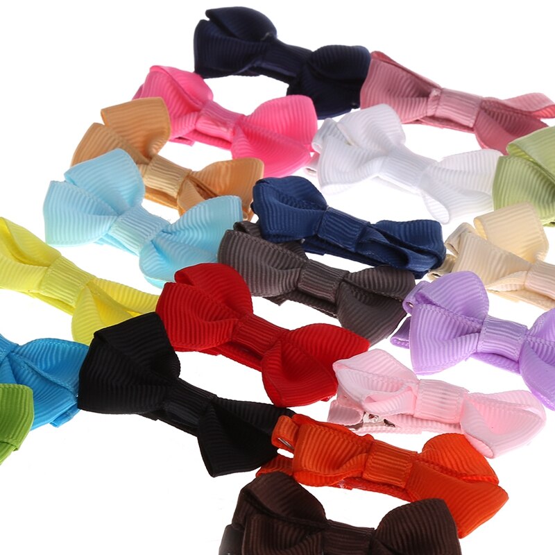 20Pcs Cute Hair Bows Boutique Alligator Clip Grosgrain Ribbon For Girl Baby Kids B36E